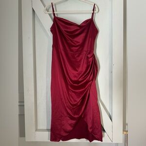 Elegant Red Draped Dress